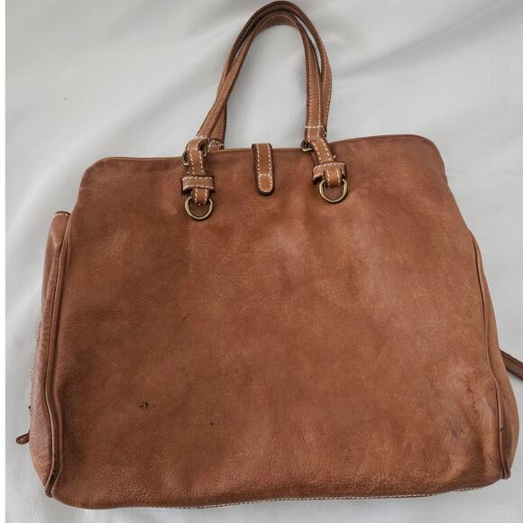 Cortanza Rota Brown Leather Purse Double Strap Handbag Minimalist Boho Casual - Picture 8 of 14